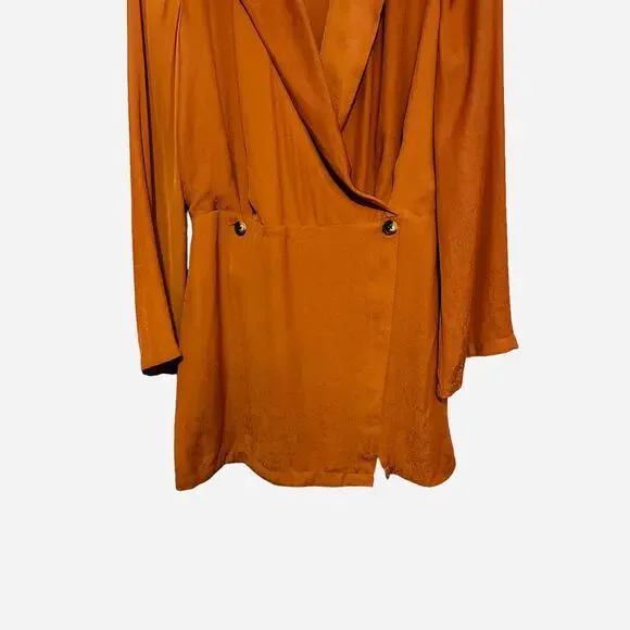 NEW Free People Simone Notch Lapel Snakeskin Blazer Brown Mini Dress Size Small - Picture 7 of 11